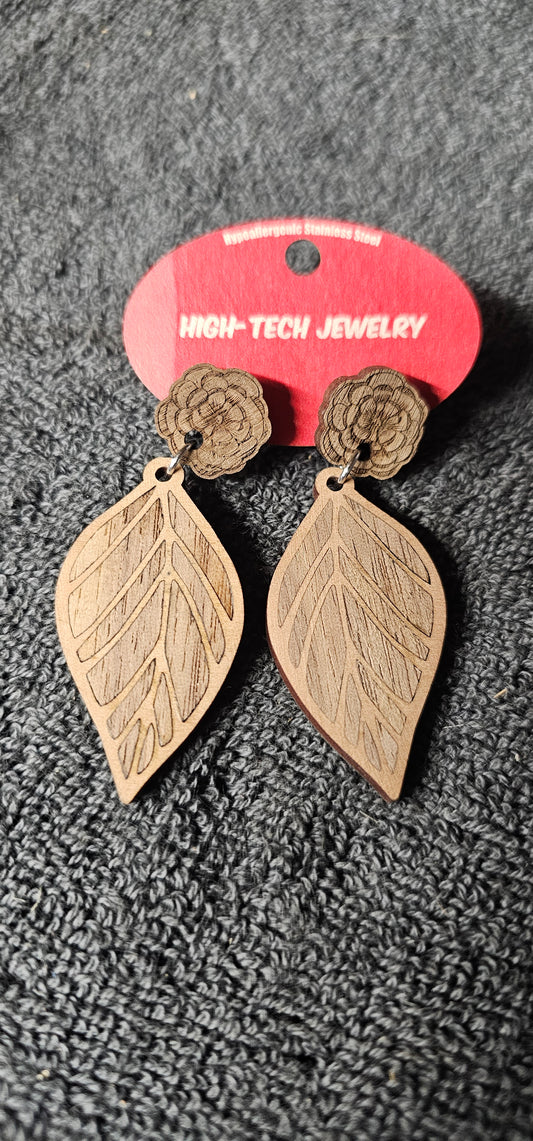 Custom Wood Engraved Earrings